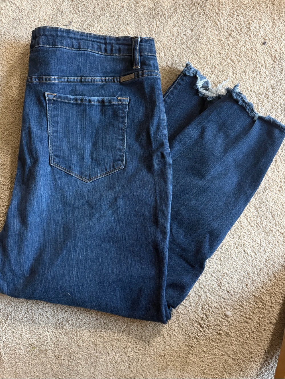 KanCan Dark Blue Frayed Ankle Jeans